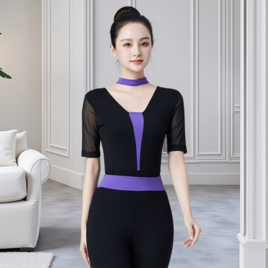 形体服上衣夏季网纱走秀舞蹈服