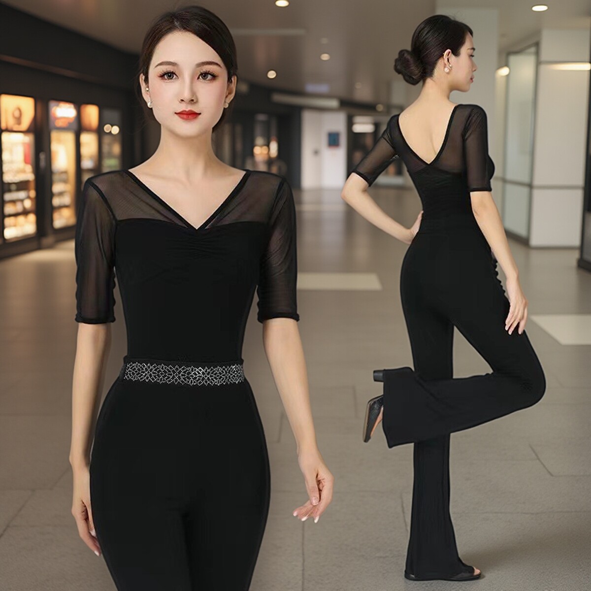 形体服上衣网纱导师舞蹈服