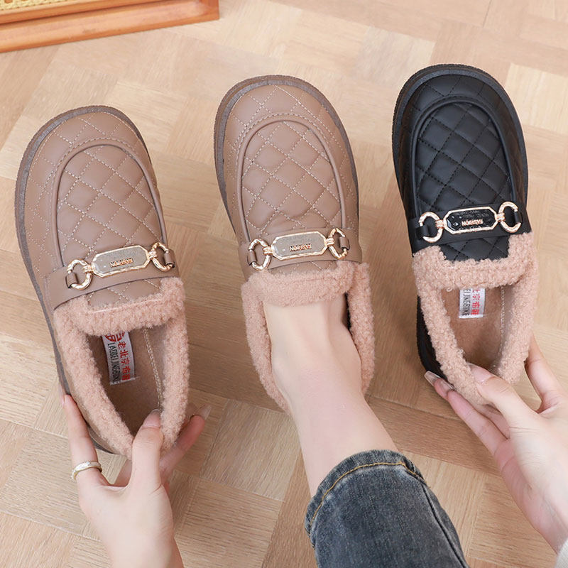 老北京布鞋外穿2025秋冬季新款加绒一脚蹬豆豆鞋子女休闲软底棉鞋,女鞋,棉鞋,淘宝优惠券,粉丝福利购,淘宝优惠卷