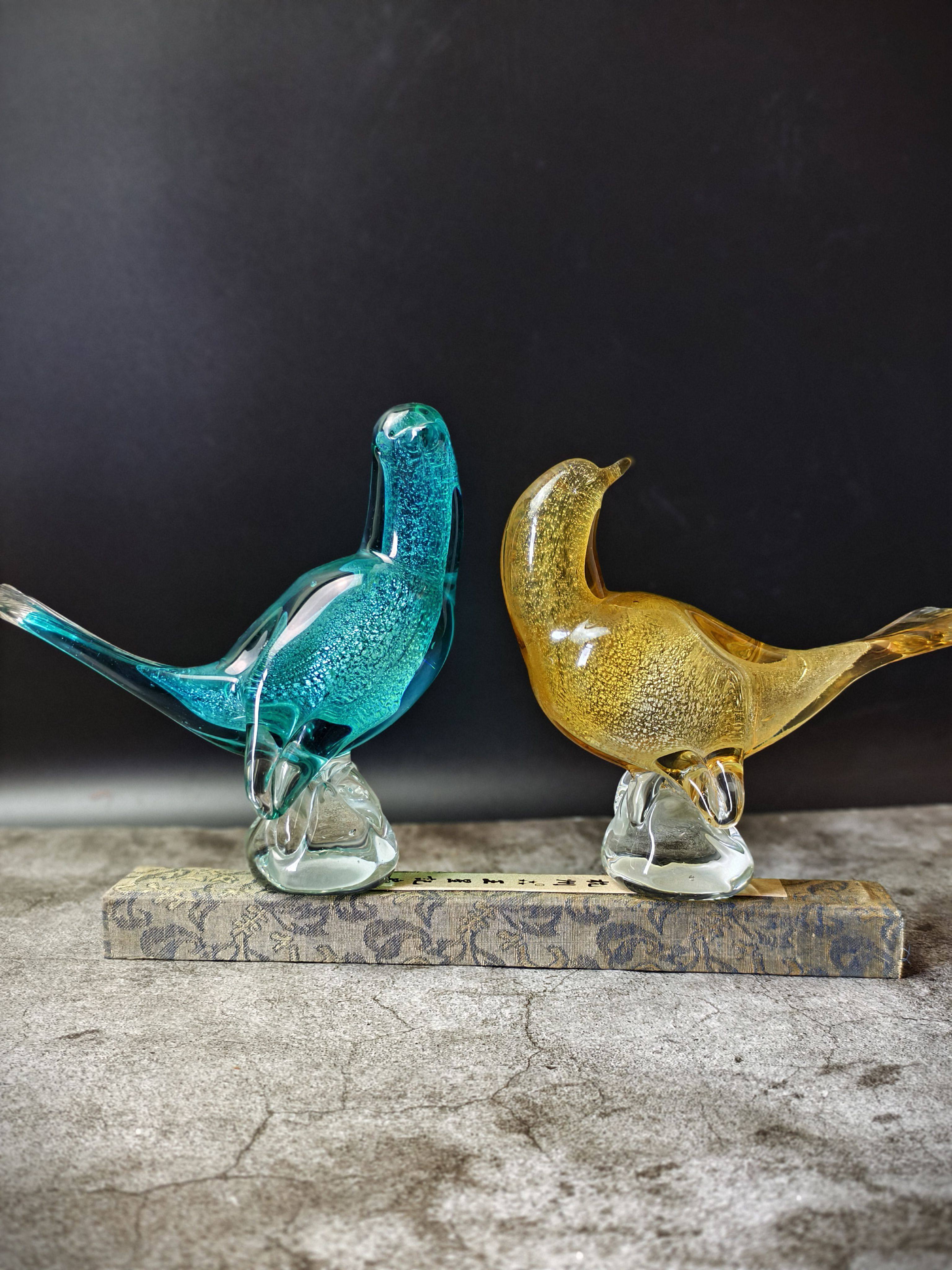 轻奢手工琉璃小鸟鸽子客厅电视柜玄关书房办公室摆件厚实设计摆设