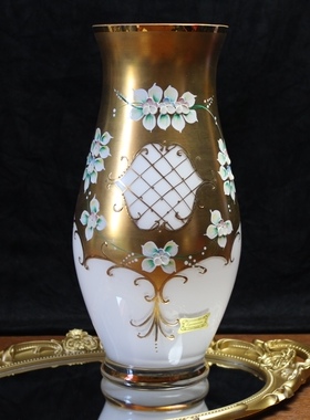 波西米亚白色花瓶大面积描金立体花朵工艺品花瓶花器完美主义者勿
