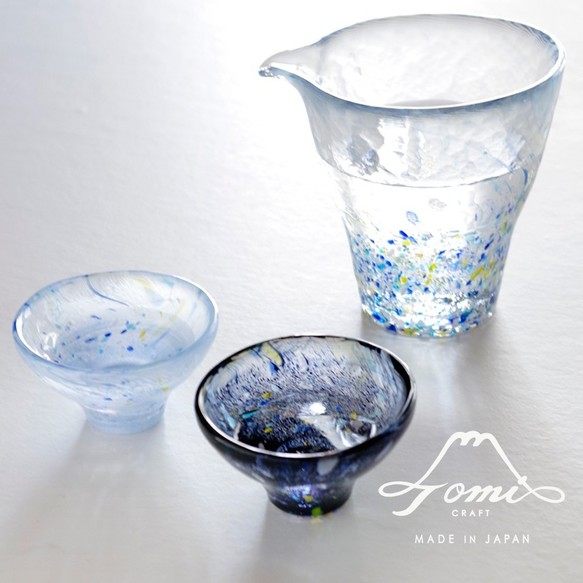 日本制江户硝子传统工艺玻璃浮世绘多彩冷酒杯分酒器清酒套装