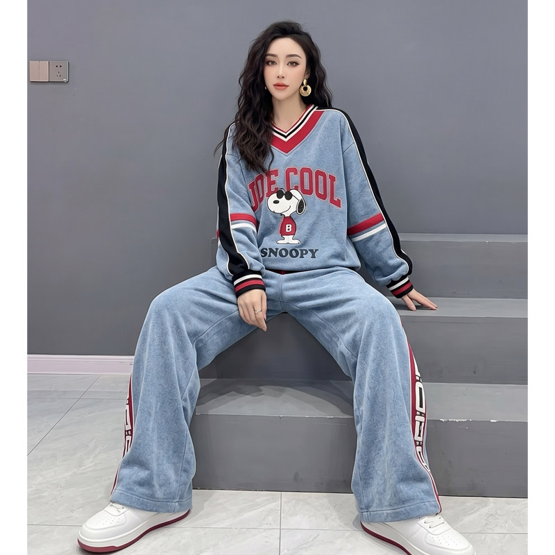 秋新款小狗印花卫衣套装女显瘦图片