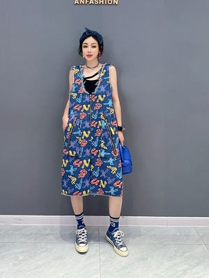2024春季新款韩版时尚字母印花连体背带裤可爱减龄女装