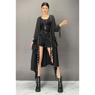 百搭韩版 潮流时尚 长袖 单排扣纯色中长款 2025秋季 风衣外套女装 新款