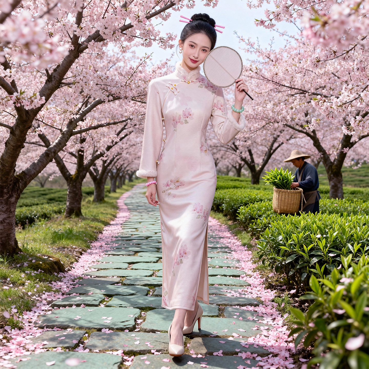 粉色旗袍女秋冬季新款中式改良修身显瘦优雅温柔风加绒加厚年轻款,女装/女士精品,旗袍,淘宝优惠券,粉丝福利购,淘宝优惠卷