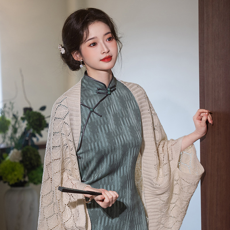 针织披肩2025春季新款旗袍外披女