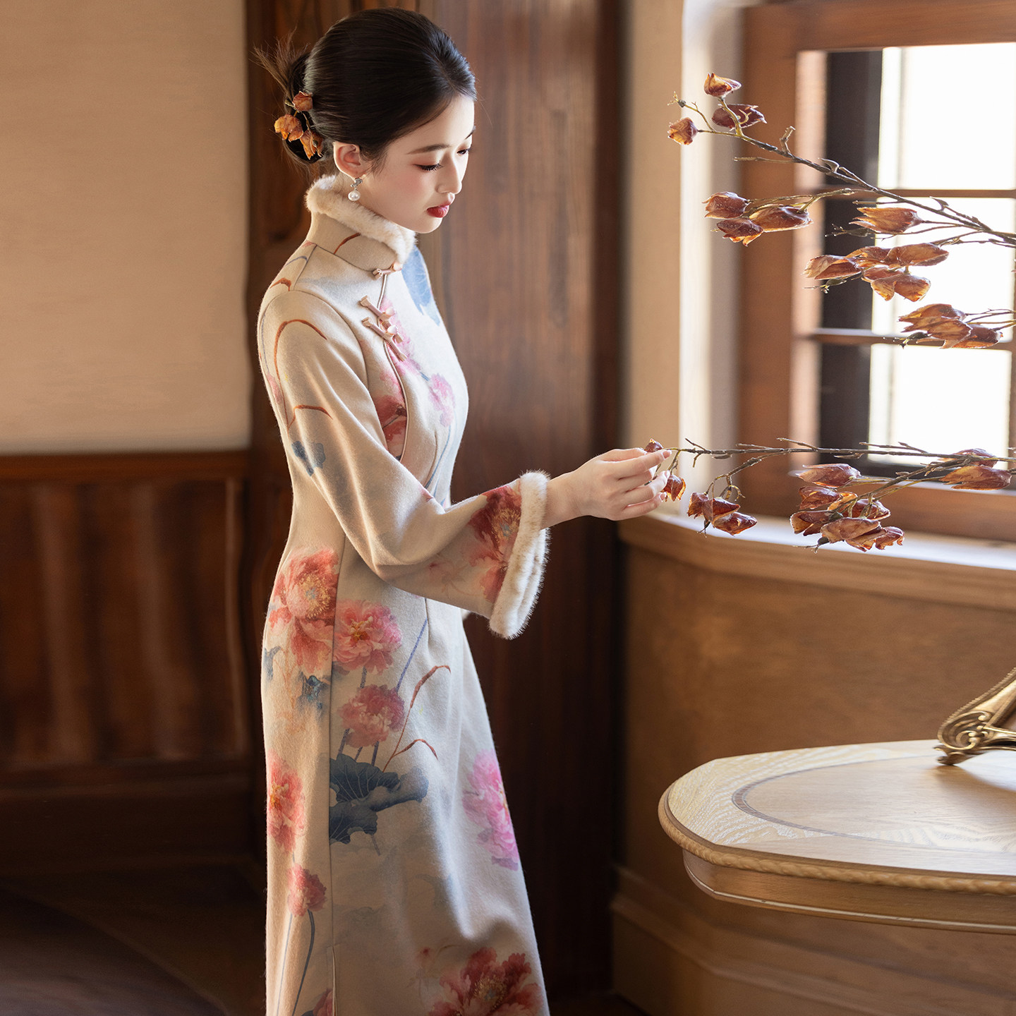 气质复古改良旗袍2025新款秋冬长袖加厚保暖女优雅绝美日常超好看