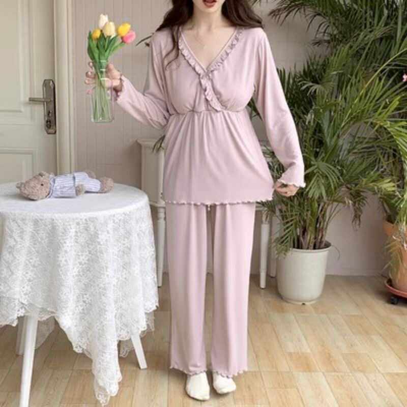 自带胸垫月子服春秋季