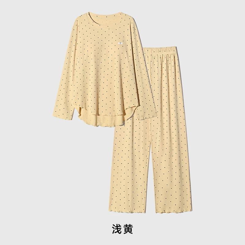 长袖带杯垫防凸点圆领秋冬家居服