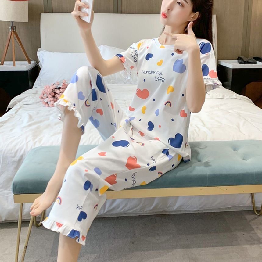可爱风睡衣女家居服夏天薄款学生
