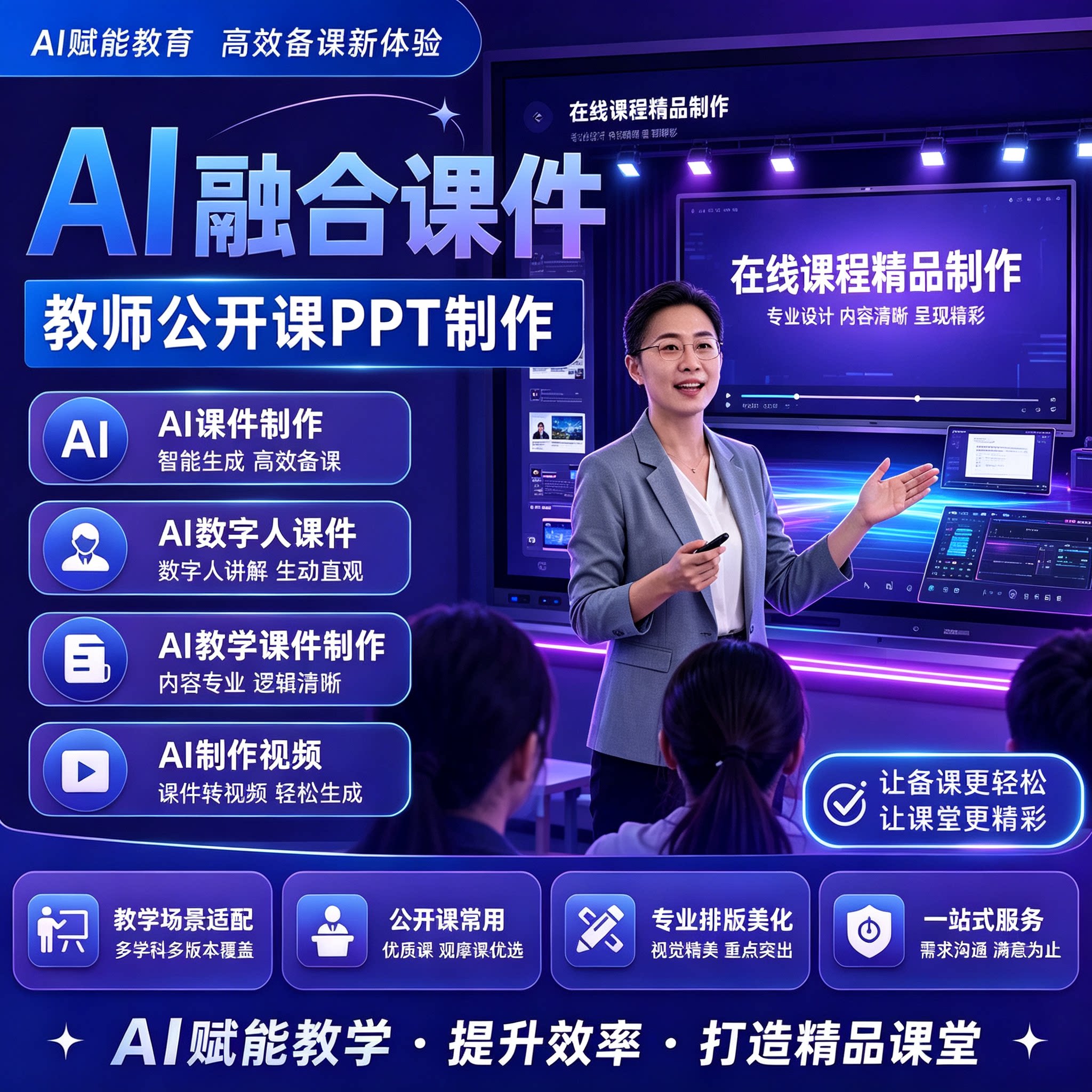 定制ai教学课件ppt制作数字人微课公开课说课稿比赛参赛希沃设计