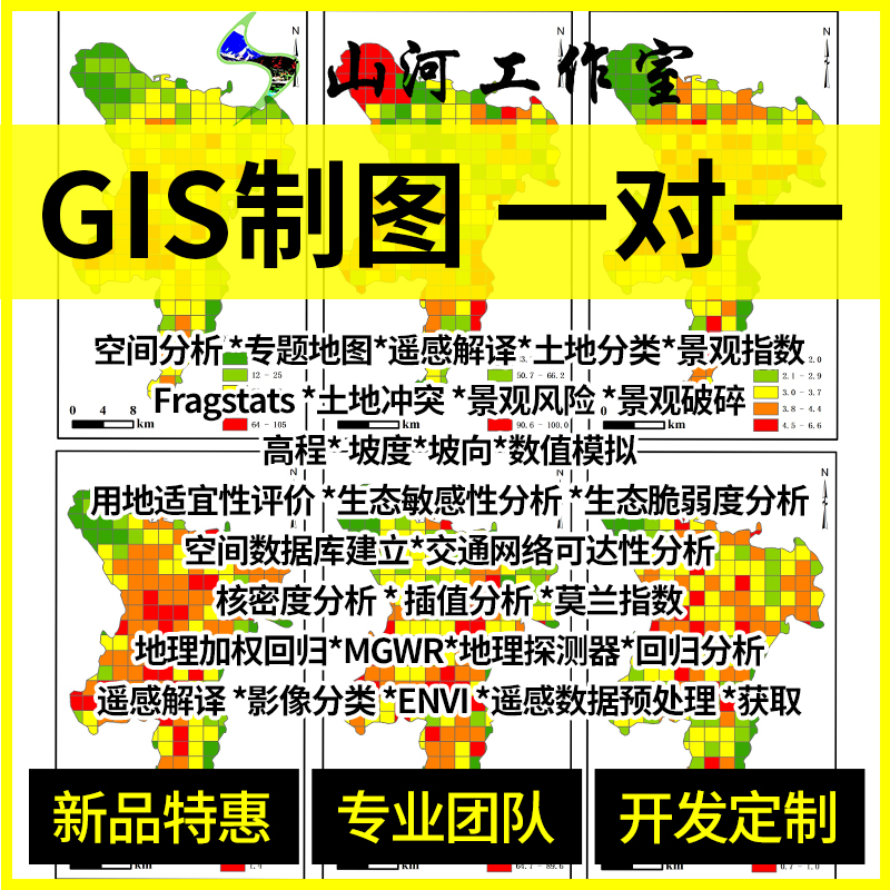 GIS处理Arcgis处理空间分析GIS地图制图NDVI景观指数生态敏感度