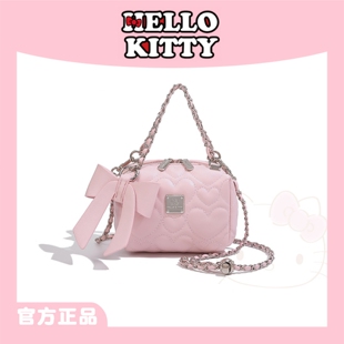 HelloKitty凯蒂猫蝴蝶结波士顿包女桃心链条少女风单肩斜挎手提包