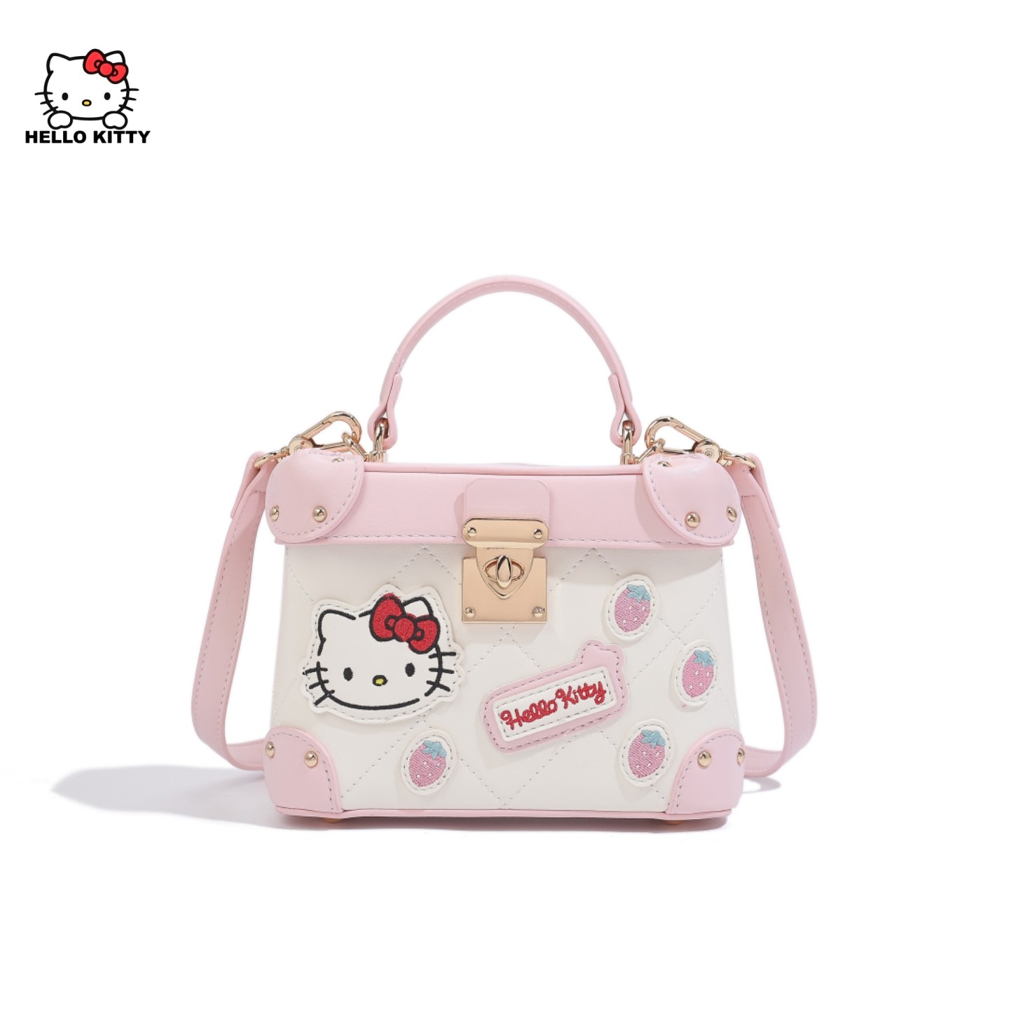 HelloKitty凯蒂猫盒子包撞色刺绣手提包包女时尚少女风单肩斜挎包
