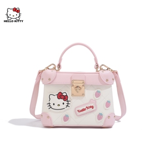 HelloKitty凯蒂猫盒子包撞色刺绣手提包包女时尚少女风单肩斜挎包