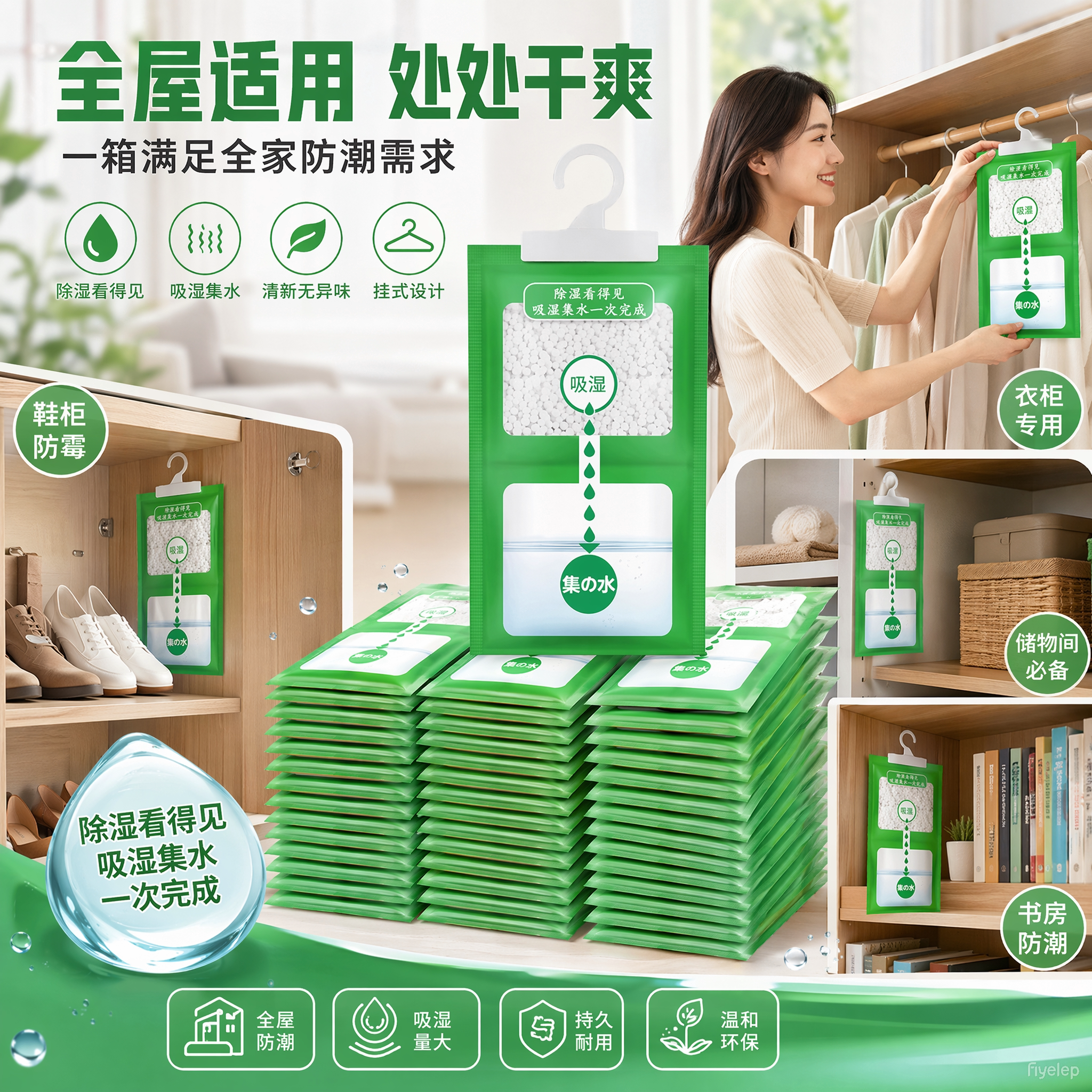 除湿袋防潮防霉干燥剂房间衣柜吸水神器吸湿潮湿可挂式氯化钙好物