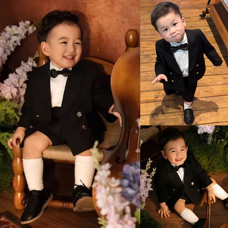 周岁礼服男宝英伦花童小西装儿童西服套装男童礼服高端生日宴衣服