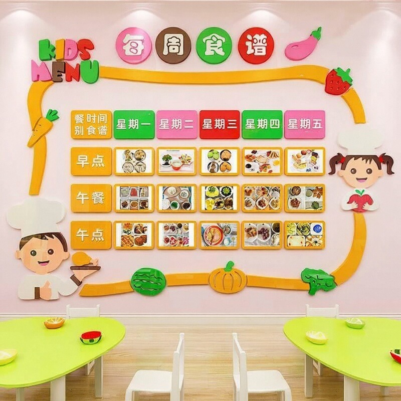 中心食谱小墙亚克力立体装饰墙贴