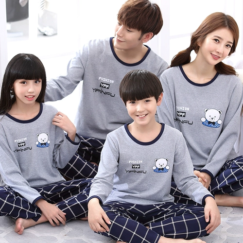 Хлопковая пижама, осенний детский лонгслив, мультяшный милый комплект, семейный стиль, подходит для подростков