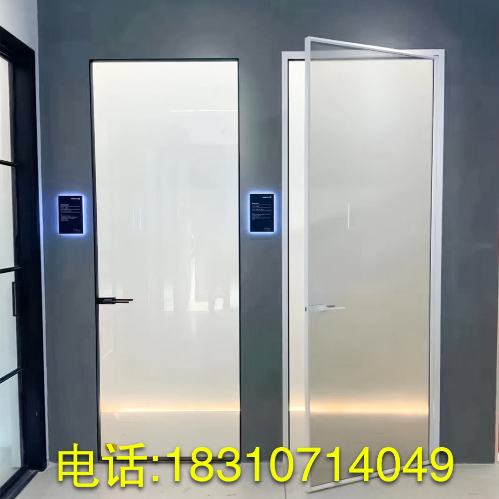 北京定制卫生间厕所平开门窄边框长虹油砂钢化玻璃磁吸锁天地轴门