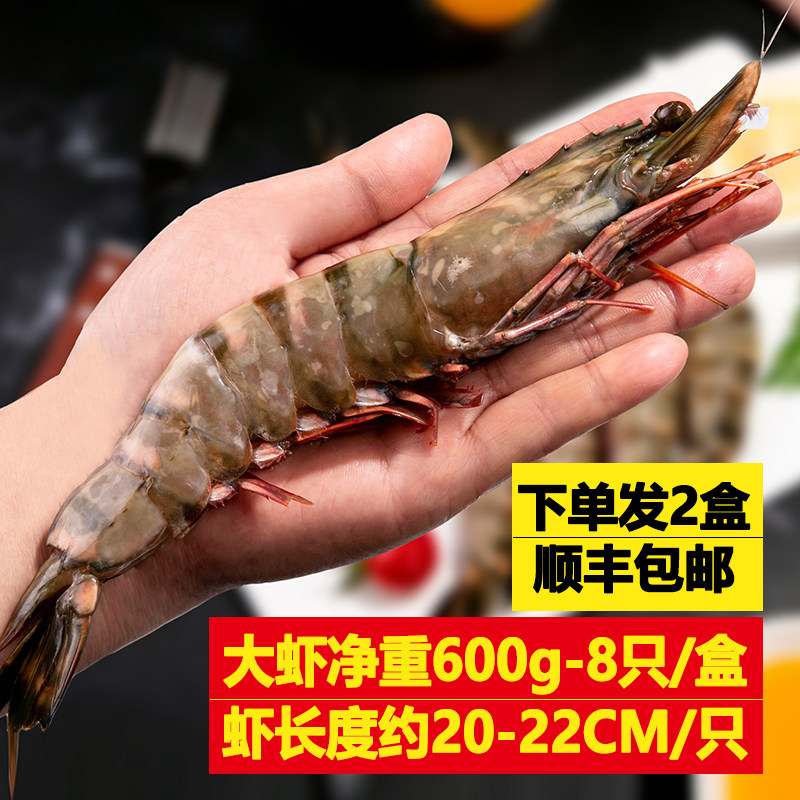 越南超大黑虎虾冷冻海虾鲜活特大斑节虾九节虾新鲜海鲜老虎虾大虾
