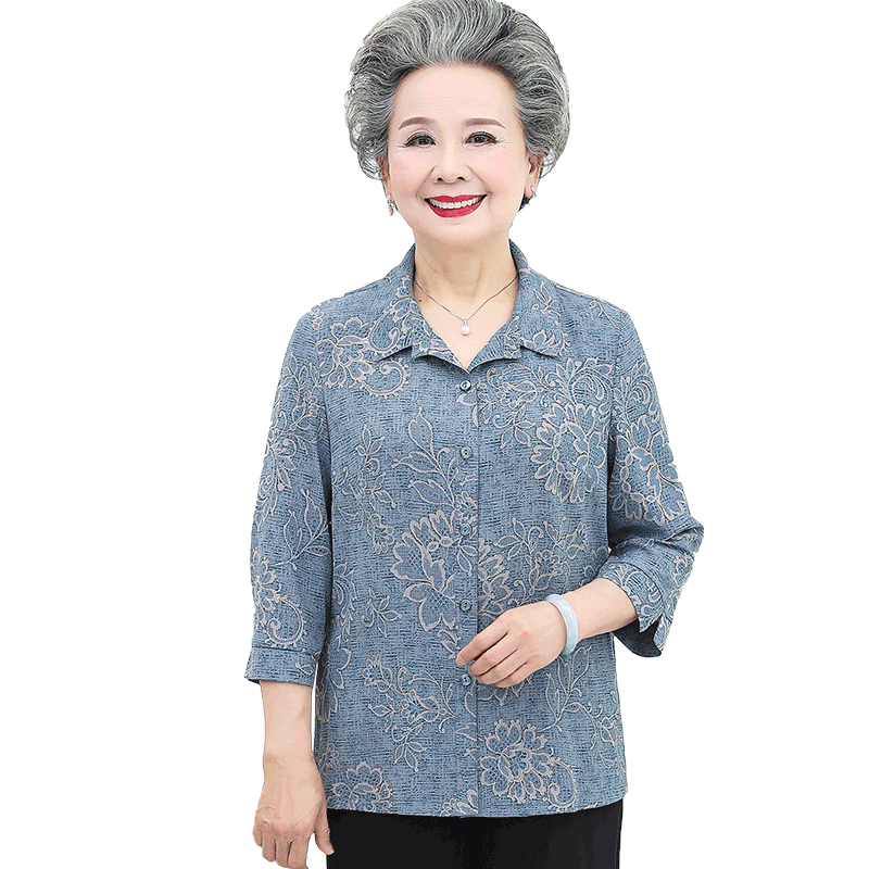 老年人宽松衬衫衣服胖奶奶夏装