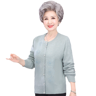 中老年人秋装女薄款开衫春秋外套