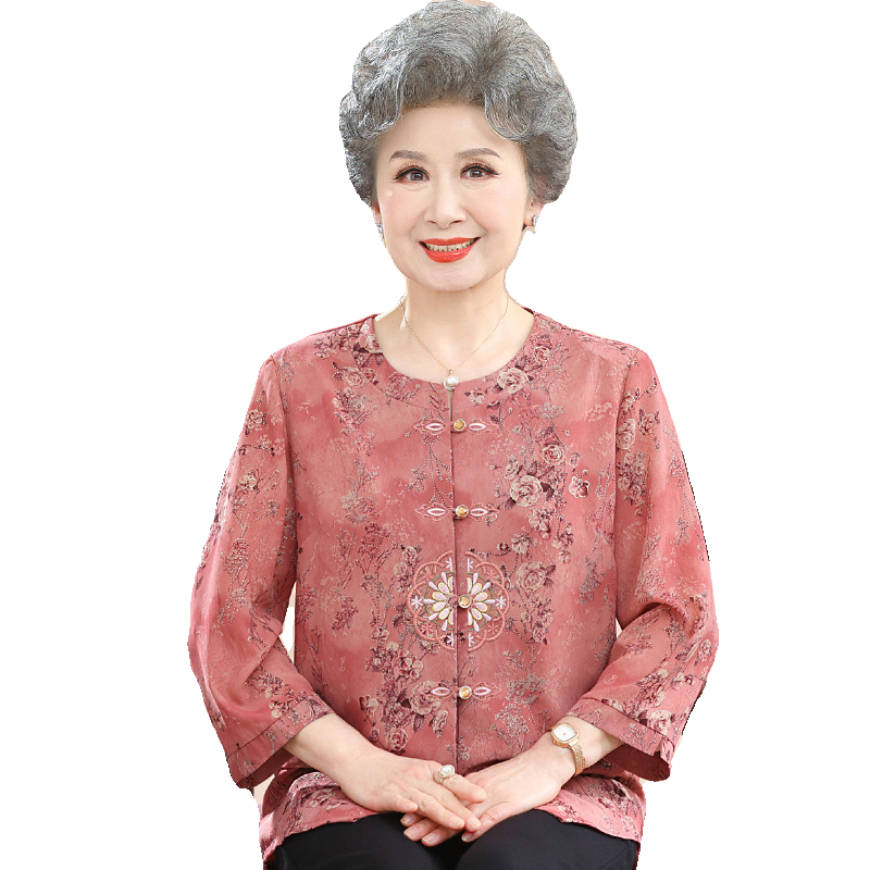 中老年人衬衣女夏装国风高档衬衫