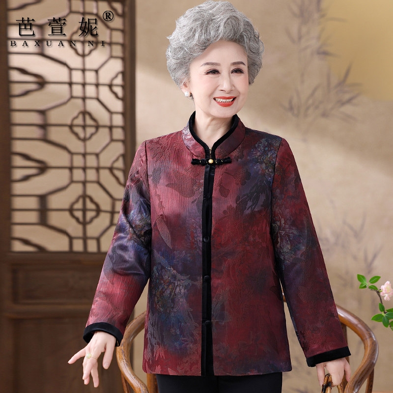 中老年人女秋装长袖衬衣外套唐装