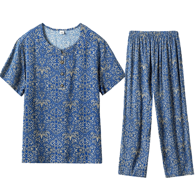 胖妈妈纯棉t恤老太太两件夏装