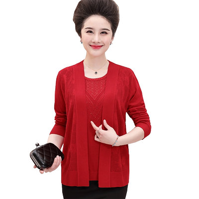 婚礼中老年人针织开衫两件套