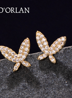 蝴蝶耳钉女纯银针小众设计感简约小巧精致养耳洞耳钉耳饰新款耳环