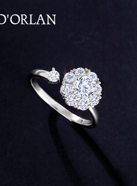 花朵旋转戒指女ins小众设计时尚个性可转动食指开口戒韩国新款潮