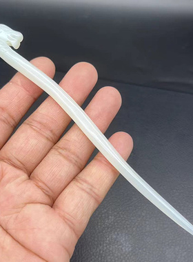 新款仿白玉龙头发簪琉璃素雅简约古龙簪子新中式发钗汉服头饰发饰