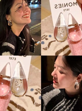 2026春晚monies风王菲透明树脂水滴耳环简约高级感