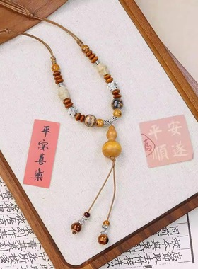 景德镇陶瓷葫芦项链饰品福禄款中国风饰品民族风文艺毛衣链配饰
