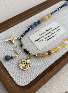 手工串珠彩色新中式国风锁骨链女