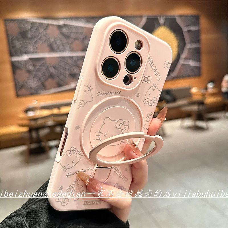 kt猫磁吸支架液态硅胶适用于苹果16promax手机壳防摔iPhone15/14/13高级感11