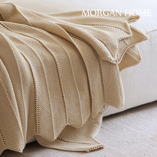 BENMO 饰民宿搭巾 HOUSE花瓣边针织沙发毯车用午睡盖毯床尾纯色装