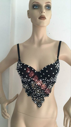 欧美夜店酒吧女歌手舞台装ds演出服领舞服性感双肩亮片文胸肚皮舞