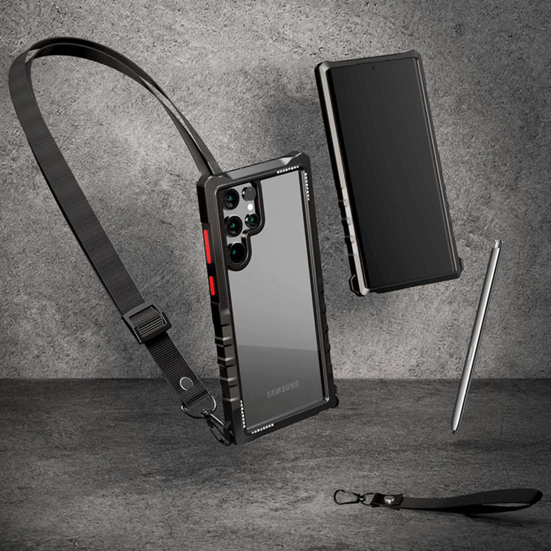 韩国适用三星S24ultra手机壳 硅胶保护套气囊盔甲带挂绳可挂脖防摔军工创意S23ULTRA个性新潮手机保护壳S23壳