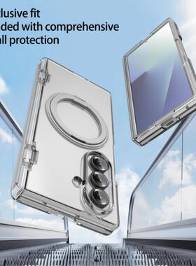 适用三星Z fold7手机壳磁吸弹簧全包铰链 壳膜一体360旋转支架fold7保护套w26全包保护套一体防摔360保护壳