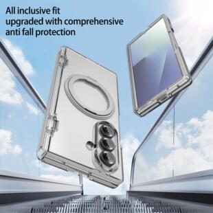 适用三星Z 壳膜一体360旋转支架fold7保护套w26全包保护套一体防摔360保护壳 fold7手机壳磁吸弹簧全包铰链