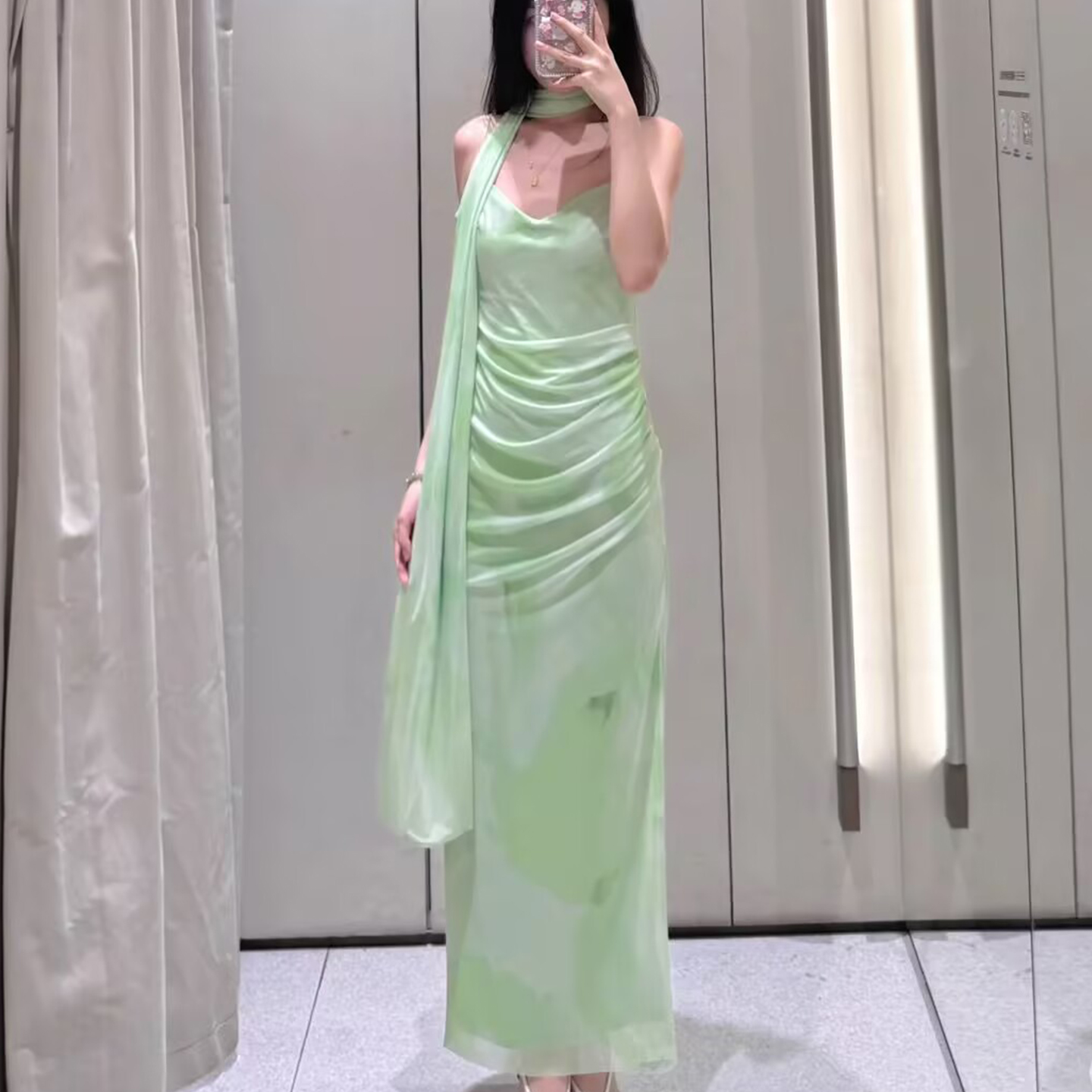 夏季新品女装围巾饰迷笛连衣裙