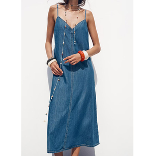 女装 新品 Z1975 牛仔吊带迷笛连衣裙 400 专柜同款 1416025 夏季