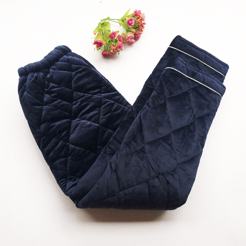 秋冬三层加厚珊瑚绒夹棉男女士睡裤加棉法兰绒家居裤休闲大码棉裤