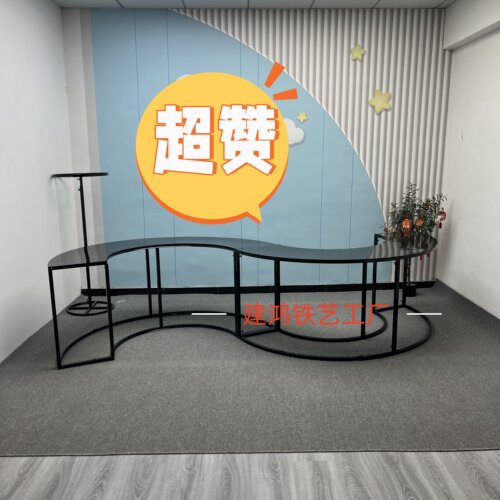 新款婚庆道具S形圆形铁艺甜品台组合婚礼甜品桌花器场地布置道具