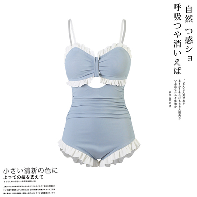 纯欲女连体遮肚泳衣可爱
