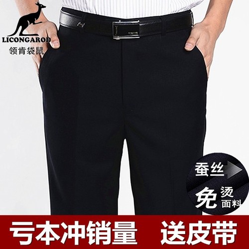 夏季薄款蚕丝免烫男士直筒西裤